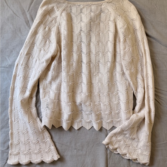 Celebrity Pink 100% Cotton Cream Knit scallop sleeve front tie Cute Layer - Picture 6 of 6